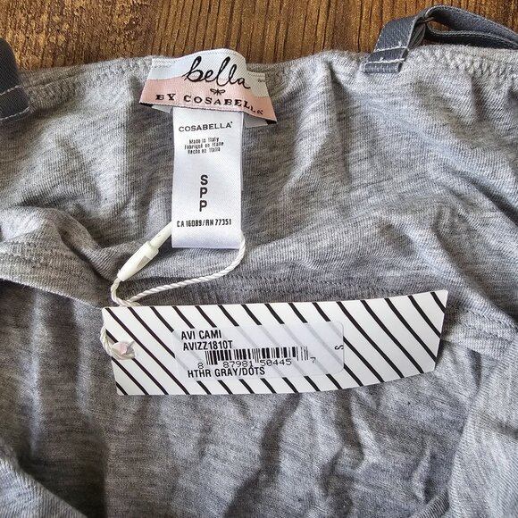 NWT!! Cosabella Avi Cotton Tween Spaghetti Strap Camisole Tank, Heather Gray - Picture 3 of 8